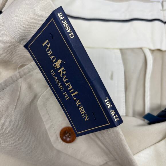 Polo Ralph Lauren Mens 32x30 Beige Linen Silk Blend Classic Fit Pants NWT - Picture 4 of 9